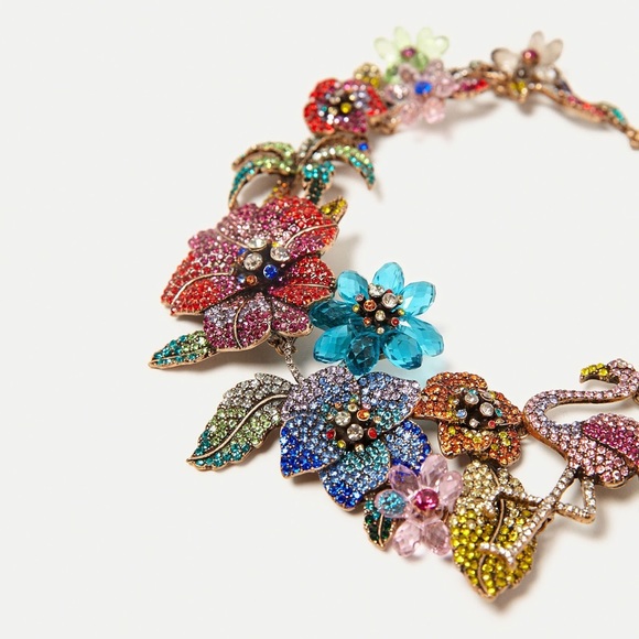 Zara Jewelry - NWT Zara Floral Crystal Statement Necklace
